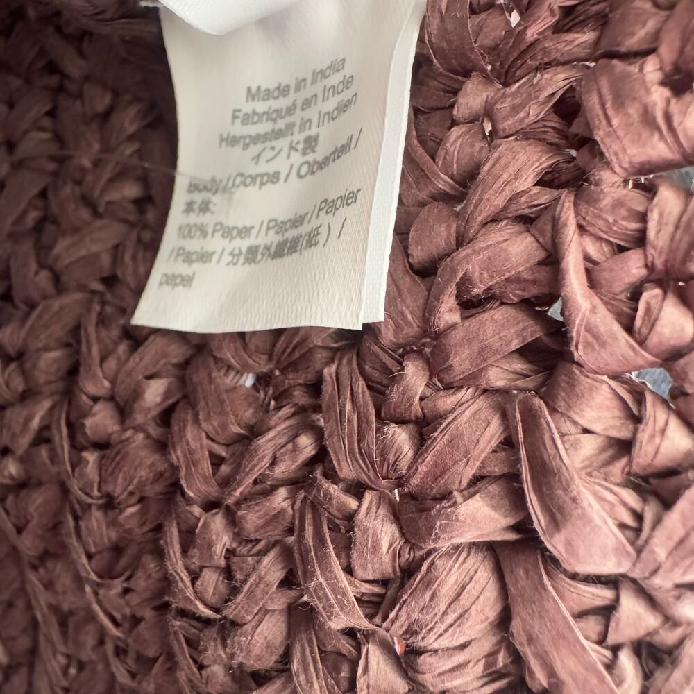 J. Crew Women's Malta Handwoven Straw Tote Bag Chocolate One Size NWT - Picture 9 of 11